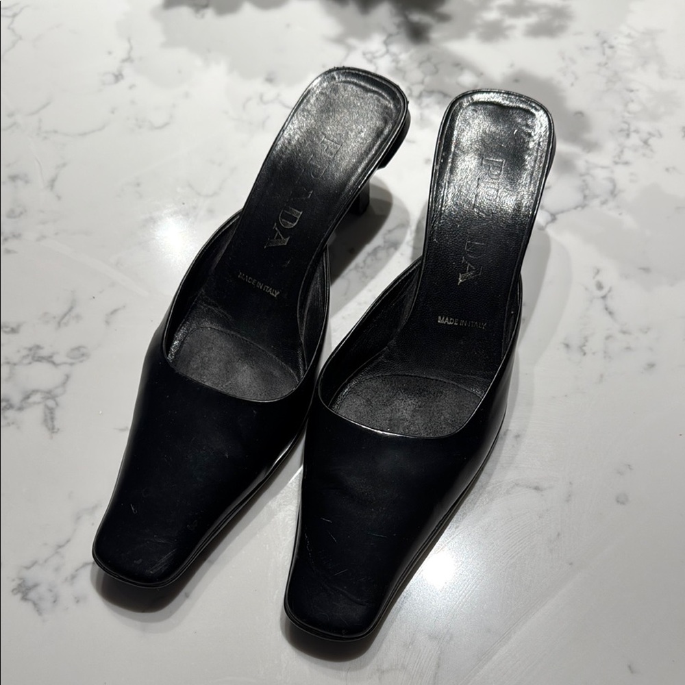 Prada Women's Black Leather Mules